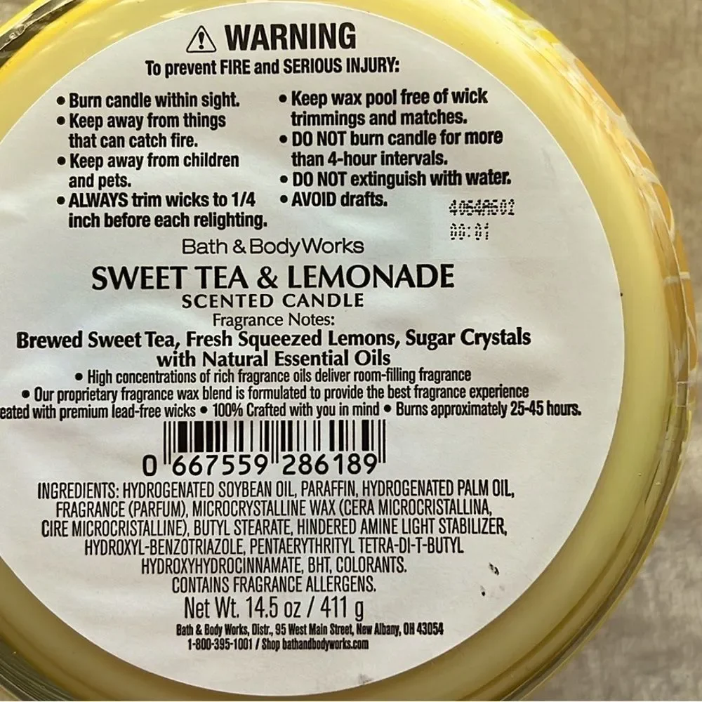 Bath & Body Works Sweet Tea & Lemonade Candle